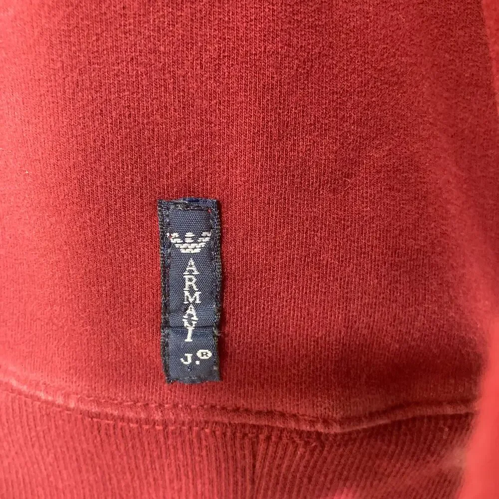 Armani Jeans burgundy logo sweatshirt, cotton crew neck long sleeve top - Picture 7 of 10